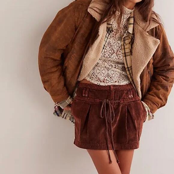 Free People Silver Springs Cord Mini Skirt - Picture 1 of 7